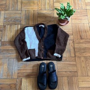 KNIT PATCHWORK CARDIGAN